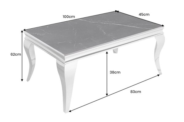 Table basse en céramique noire marbre argenté 100x60 cm (Lxl)