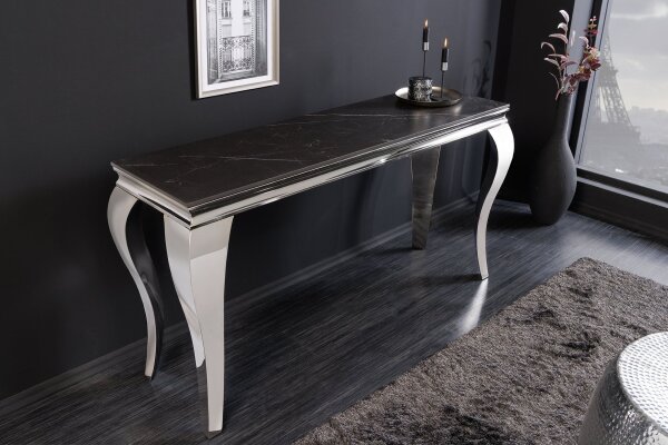 Table console en céramique noire argentée 145cm