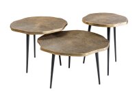Couchtisch 3er Set Metall in Gold Schwarz Handarbeit