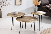 Couchtisch 3er Set Metall in Gold Schwarz Handarbeit