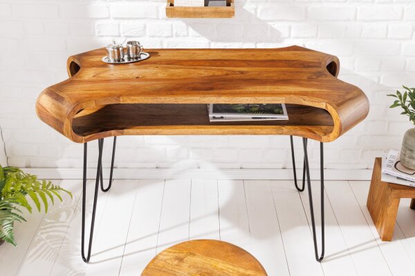 Bureau bois de sheesham métal 120 x 78 cm