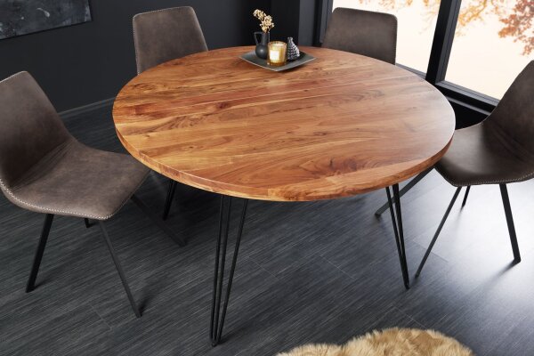 Esstisch Akazienholz Metall 120 x 120 cm