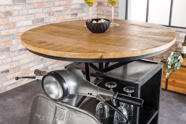 Bartisch echter Roller Mango Holz 120cm Upcycling Handarbeit
