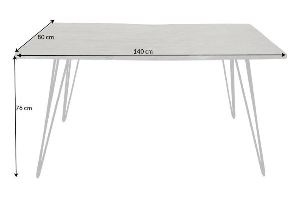 Table de salle à manger en bois dacacia métal gris noir 140x80 cm