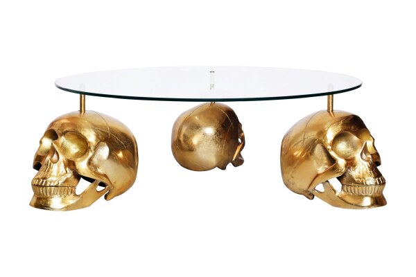 Couchtisch Hartglas Metall in Gold 90 x 90 cm