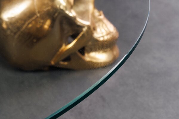 Couchtisch Hartglas Metall in Gold 90 x 90 cm