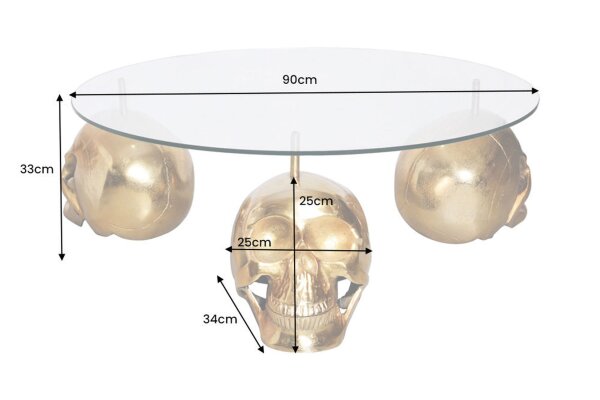 Couchtisch Hartglas Metall in Gold 90 x 90 cm