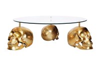 Couchtisch Hartglas Metall in Gold 90 x 90 cm