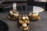 Couchtisch Hartglas Metall in Gold 90 x 90 cm