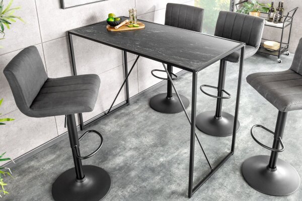 Table de bar aspect marbre noir 120 x 60 cm métal MDF