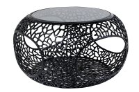 Table basse métal verre trempé noir 74x74...