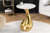 Beistelltisch 36x36 cm Marmor Metall in Weiß Gold...