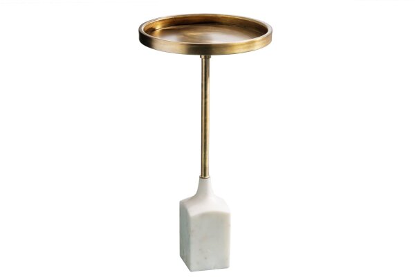 Beistelltisch Weiß Gold 30x30 cm Marmor Metall Handarbeit