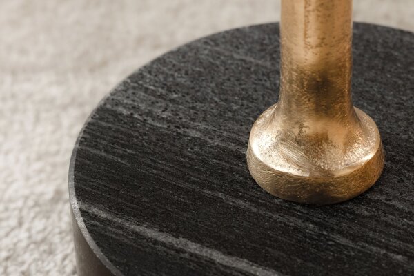 Beistelltisch Akazienholz Marmor Metall in Gold Schwarz