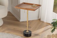 Table dappoint en bois dacacia marbre métal or noir