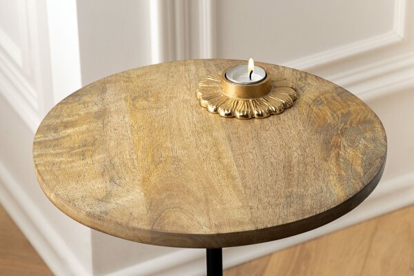 Beistelltisch Mango Holz Marmor Metall Handarbeit Ø 33 cm