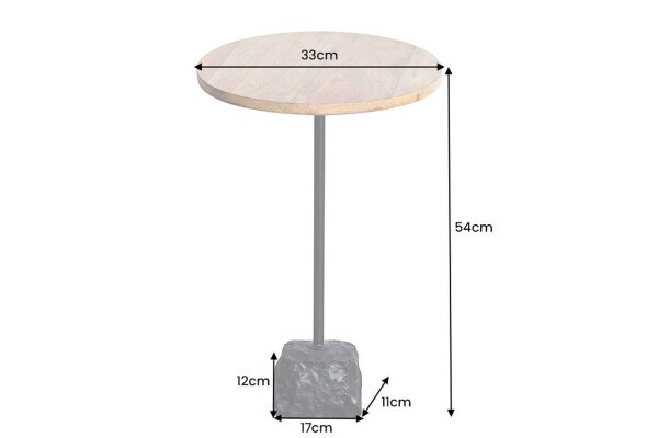 Beistelltisch Mango Holz Marmor Metall Handarbeit Ø 33 cm