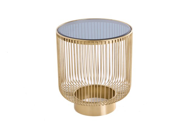 Table dappoint or noir ronde Ø 41 cm verre trempé métal