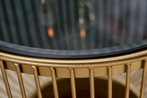 Table dappoint or noir ronde Ø 41 cm verre trempé métal