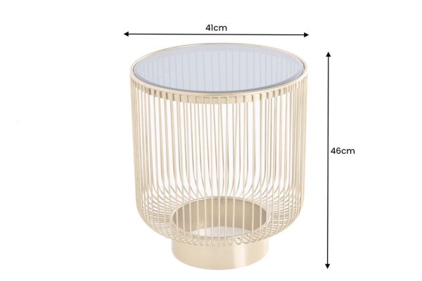 Table dappoint or noir ronde Ø 41 cm verre trempé métal
