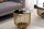 Table dappoint or noir ronde Ø 41 cm verre trempé métal