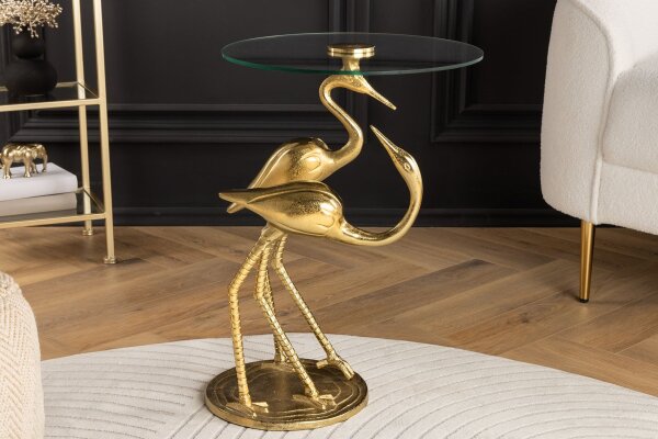 Beistelltisch Gold 40x42 cm Hartglas Metall Handarbeit