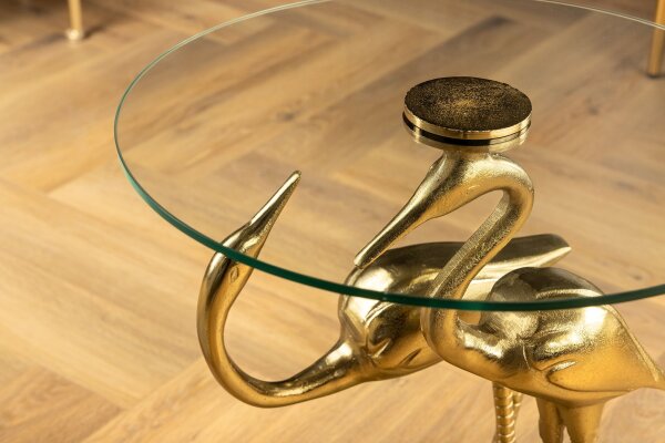 Beistelltisch Gold 40x42 cm Hartglas Metall Handarbeit