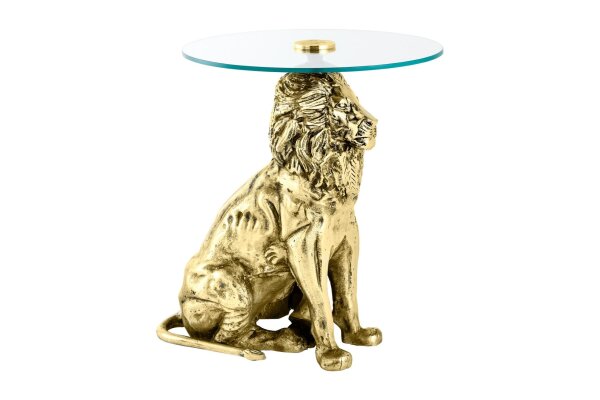 Table dappoint ronde Ø 45 cm travail manuel lion en or