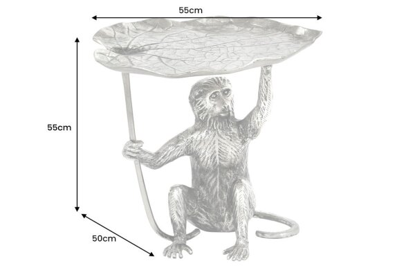 Table dappoint en métal argenté 55x50 cm artisanale