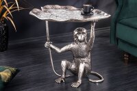 Beistelltisch Metall in Silber 55x50 cm Handarbeit
