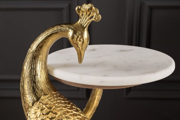 Beistelltisch aus Marmor Metall in Weiß Gold Handarbeit