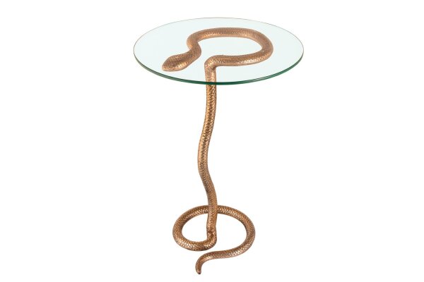 Beistelltisch Hartglas Metall in Kupfer 45x45 cm Handarbeit