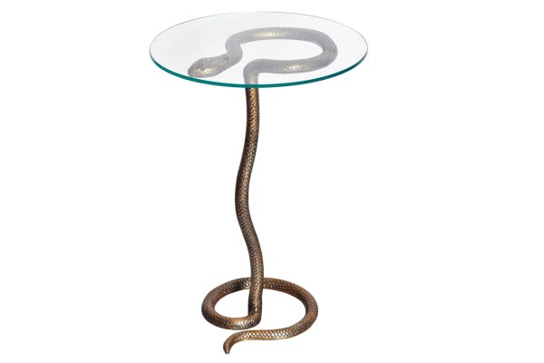 Beistelltisch Hartglas Metall in Kupfer 45x45 cm Handarbeit