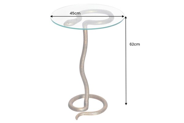 Beistelltisch Hartglas Metall in Kupfer 45x45 cm Handarbeit