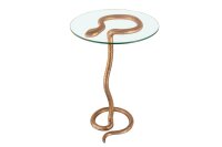 Beistelltisch Hartglas Metall in Kupfer 45x45 cm Handarbeit
