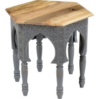 Beistelltisch Mangoholz Orientalisch Shabby Grau B: 45 cm