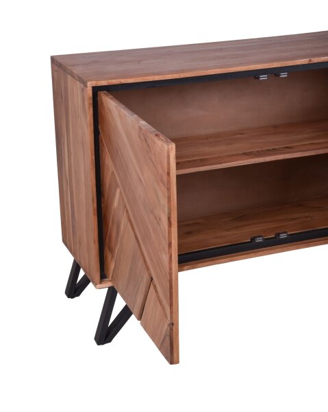 Sideboard 150 cm breit H: 76 cm Modern Akazienholz Metall