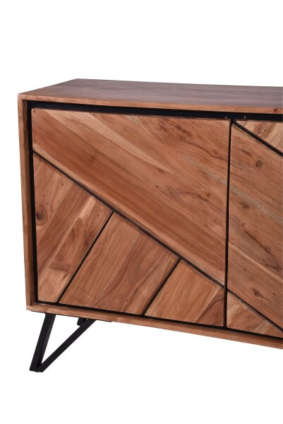 Sideboard 150 cm breit H: 76 cm Modern Akazienholz Metall