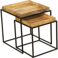 Lot de 2 tables dappoint carrées en bois de...