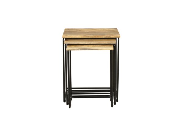 Beistelltisch Mangoholz Stahl 3er Set quadratisch SEATON