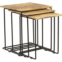 Beistelltisch Mangoholz Stahl 3er Set quadratisch SEATON