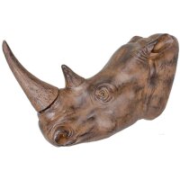 Wandskulptur Nashorn Kopf Polyresin B: 61 cm Braun...
