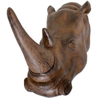 Wandskulptur Nashorn Kopf Polyresin B: 61 cm Braun...