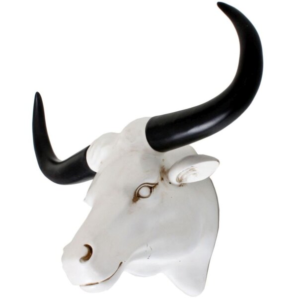 Crâne de bison artificiel Noir Blanc L : 53,5cm Trophée de chasse