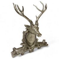 Deko Hirsch Kopf Jagdtrophäe 41 cm hoch Wand in Silber