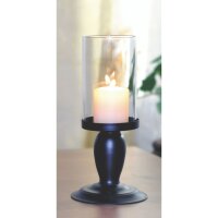 Kerzenständer Glas Stahl H: 27 cm Schwarz  DOYLE