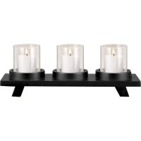 Kerzenständer Schwarz 28,5 cm breit Glas Stahl ELLIS