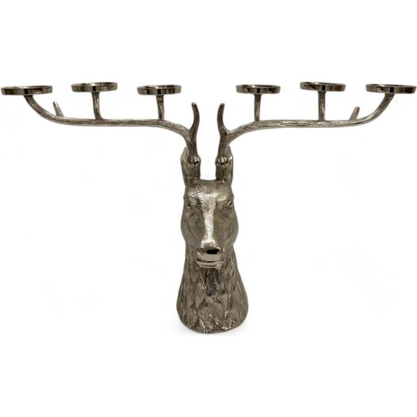 Kerzenhalter Tisch 89 cm lang Hirsch Design in Silber