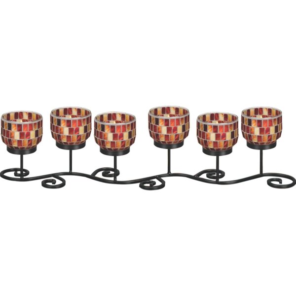 Porte-bougies à chauffe-plat avec bougies 59 cm de long Métal Vitrail KEATON
