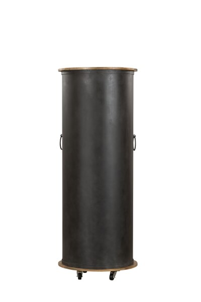 Weinschrank mit Rollen H: 155 cm Stahl Mangoholz Hausbar